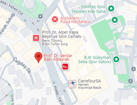 Google Haritalar'da Prof. Dr. Serdar Baki Albayrak klinik konumu