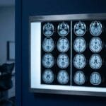 Beyin tümörü nüksü takibinde kullanılan MR görüntüleri lightbox üzerinde