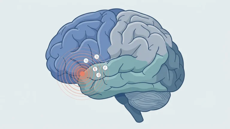 Beyin yan görünümünde temporal lobdaki epileptik odak ve üzerine yerleştirilmiş kayıt elektrotları illüstrasyonu