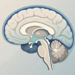 Beyin sagital kesitinde talamusun arkasında yer alan pineal bez içindeki sıvı dolu pineal kist illüstrasyonu
