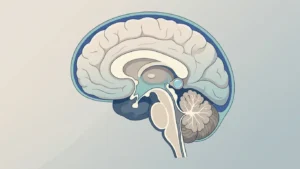 Beyin sagital kesitinde talamusun arkasında yer alan pineal bez içindeki sıvı dolu pineal kist illüstrasyonu
